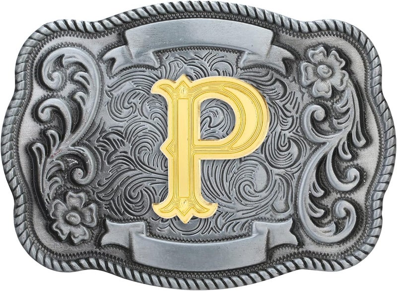 QQA Western Cowboy/Cowgirl Initial Belt Buckle Letter ABC to Z Upgrade Design for Men and Women - Image 1